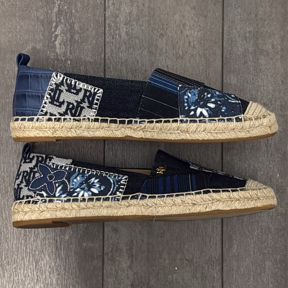 Ralph Lauren Leather and Denim Patchwork Espadrilles, Cameryn Patch, size 7.5 - Picture 4 of 14